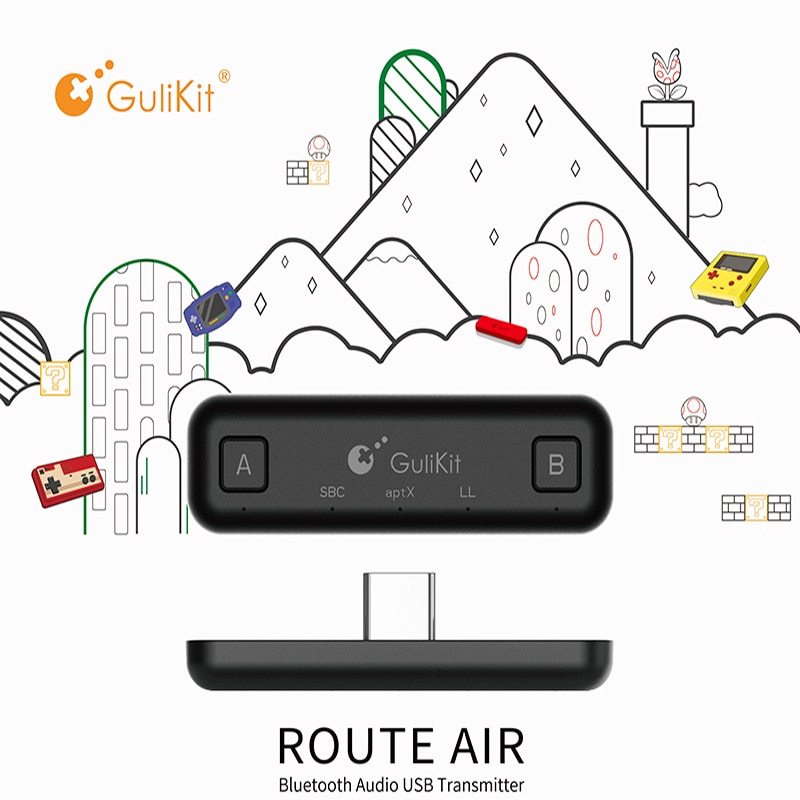 Gulikit NS07 USB C Route Air Bluetooth Bộ chuyển đổi âm thanh không dây hoặc Bộ phát Type-C cho NS Switch Lite PS4 PS5 PC
