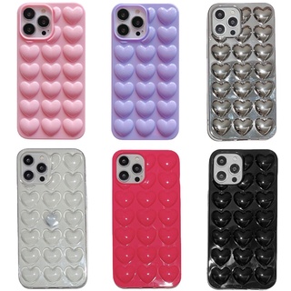 Ốp Điện Thoại Phong Cách Tình Yêu 3D Màu Trơn Cho iPhone 12 13 14 Pro Max Ốp Lưng Trong Suốt Chống Sốc Vỏ Bảo Vệ Toàn Diện