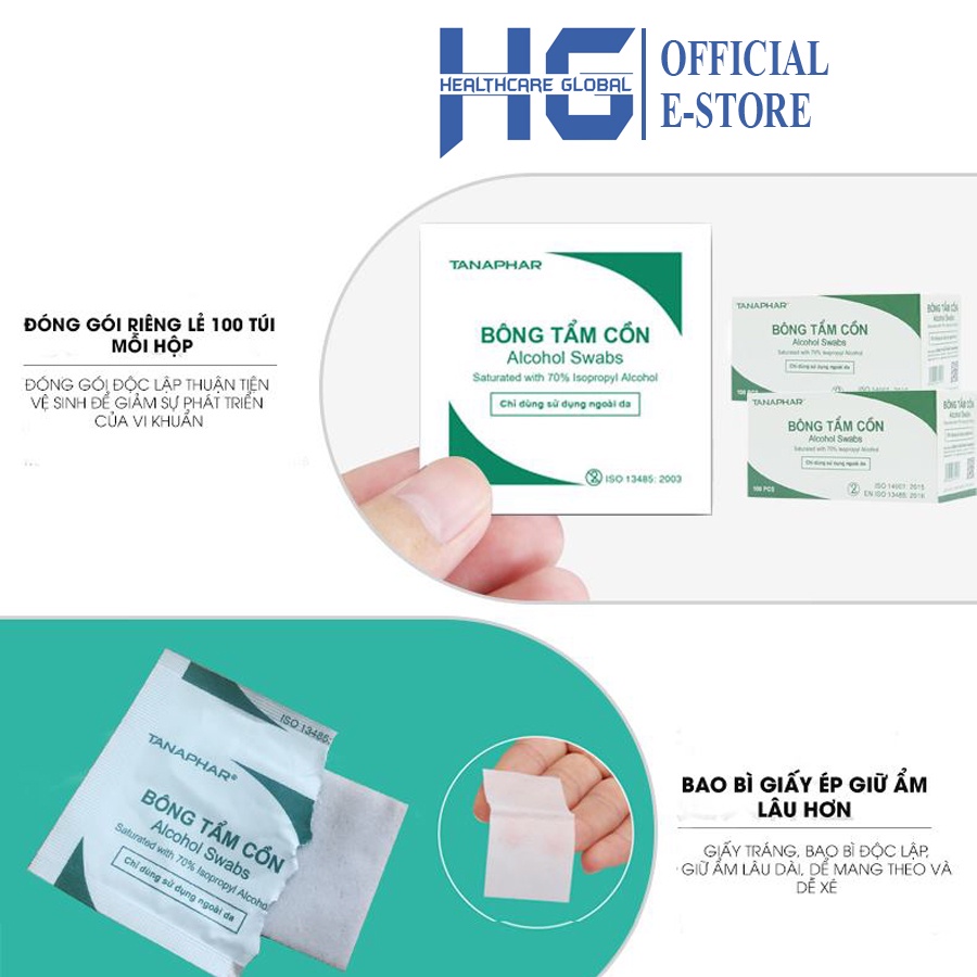 Ảnh Hộp 100 Miếng Bông Tẩm Cồn  Dùng Cho Máy Đo Đường Huyết Microlife Diarite , Arkray Glucocard S - Sát Trùng Điểm Lấy Máu 4