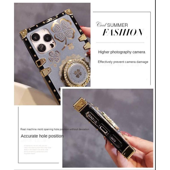 Ốp điện thoại TPU chống sốc có giá đỡ viền vuông đính kim cương giả cho OPPO Reno 5 5Pro Reno 4 PRO 4G 5G Reno 2F 2Z