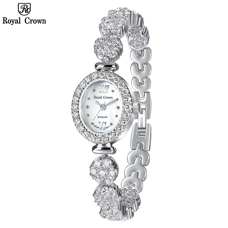 Đồng Hồ Nữ Chính Hãng Royal Crown 1516 Dây Kim Loại Đính Đá Chống Nước Chống Xước