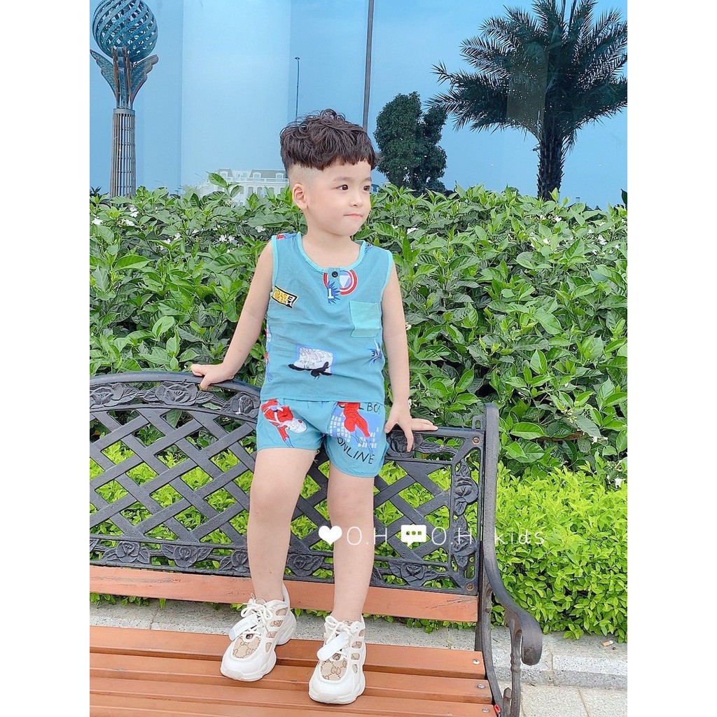 Bộ Ba Lỗ Bé Trai Vải Lanh Lụa (tole) Loại 1 Mềm-Mịn-Mát size 6-20kg