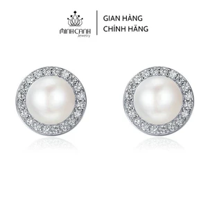 Bông Tai Ngọc Trai Nhân Tạo Viền Đính Đá - Minh Canh Jewelry