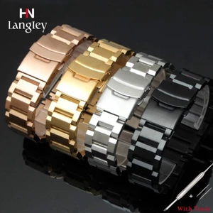 Dây Đồng Hồ Chất Liệu Thép Không Gỉ Mạ Vàng Hồng 18mm 20 22 24mm