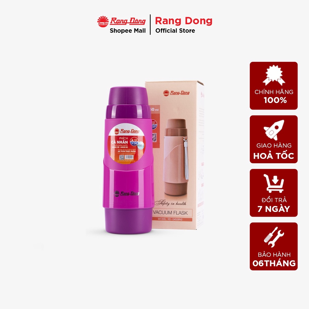 Ảnh Phích giữ nhiệt cầm tay nhỏ gọn dung tích 0.45L Rạng Đông - Model: RD 04528 N2 1
