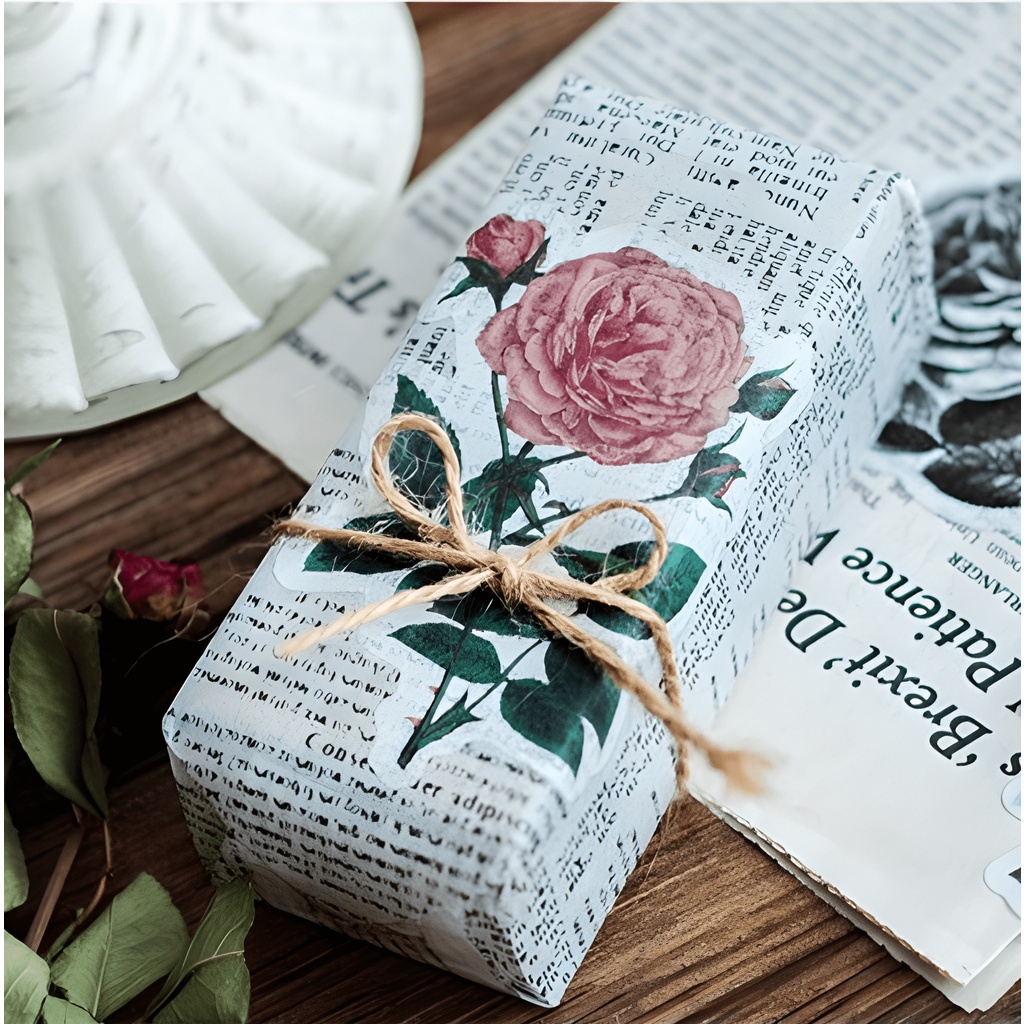 Sticker vintage hoa phong cảnh trang trí sổ cổ điển dán mũ bảo hiểm điện thoại quà tặng set 60 miếng dán HD210-K63