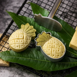 Set 10 khuôn nhấn ép và dụng cụ cắt bánh quy hình vuông/chữ nhật/trái tim/hoa/trái dứa tiện dụng