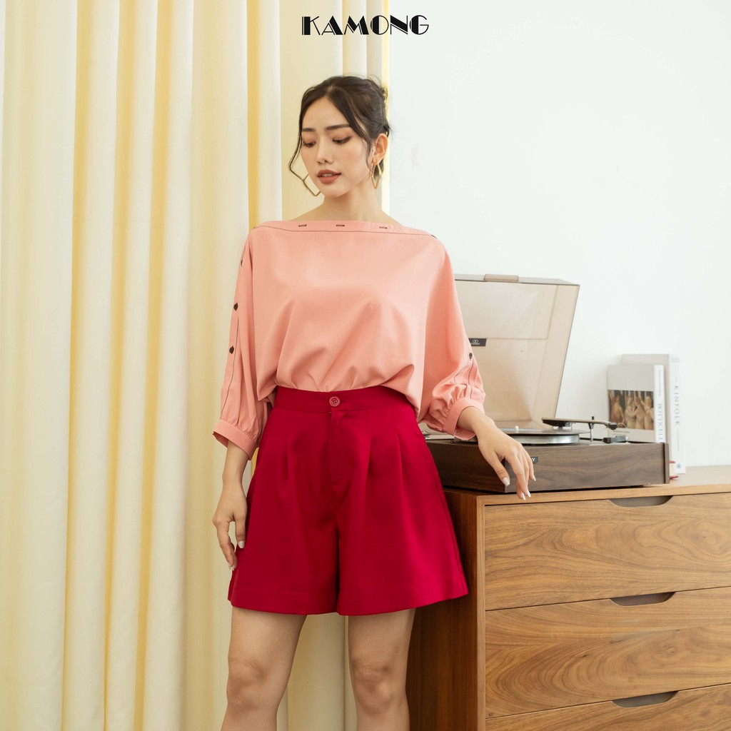 Ảnh Quần short nữ cạp cao KAMONG dáng quần ống rộng đủ màu, đủ size Q003 4