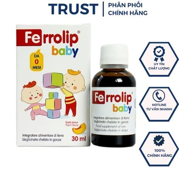 FERROLIP BABY sắt cho bé, sắt hữu cơ dạng siro nhỏ giọt, vị đào, bổ sung sắt tối đa cho bé (lọ 30 ml