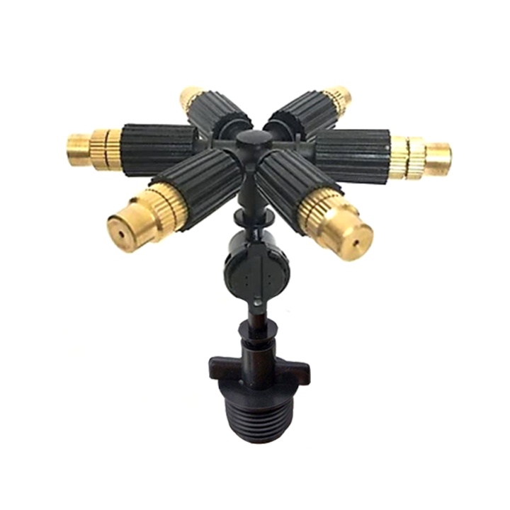 Béc phun sương 6 hướng đầu đồng kèm đầu nối ren ngoài 21mm