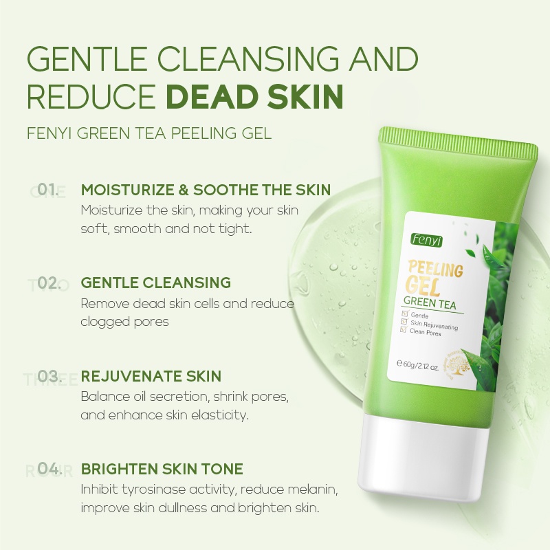 Ảnh Gel tẩy tế bào chết FENYI chiết xuất trà xanh tẩy mụn đầu đen làm sạch lỗ chân lông hiệu quả chuyên dụng 60g 4