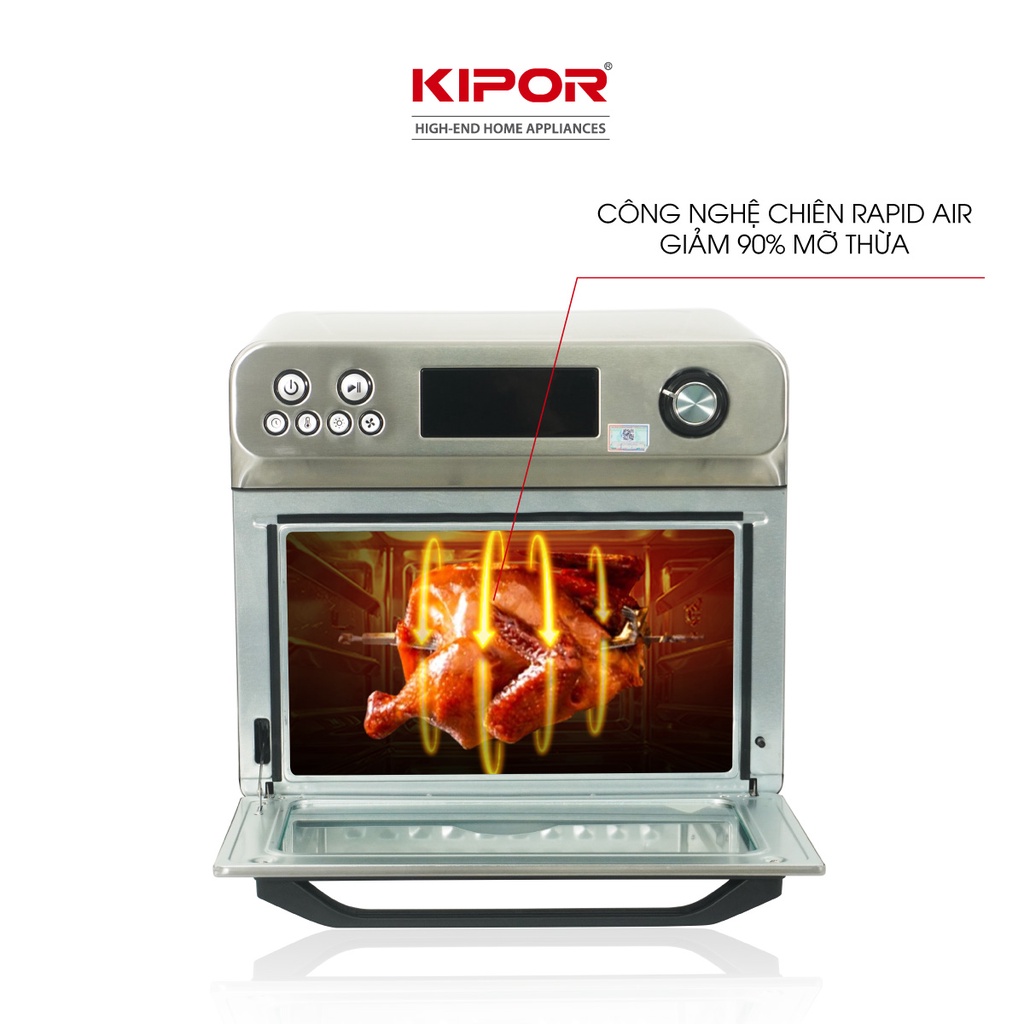 Ảnh Nồi chiên không dầu KIPOR KP-AF655-24L-Nướng 2 mặt trên dưới RAPID AIR đối lưu-Thân inox304-Bảo hành tại nhà 12 tháng 4