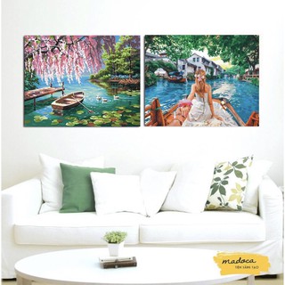 Tranh tô màu số hóa Madoca có khung 40x50cm kết hợp T2009 và T2028