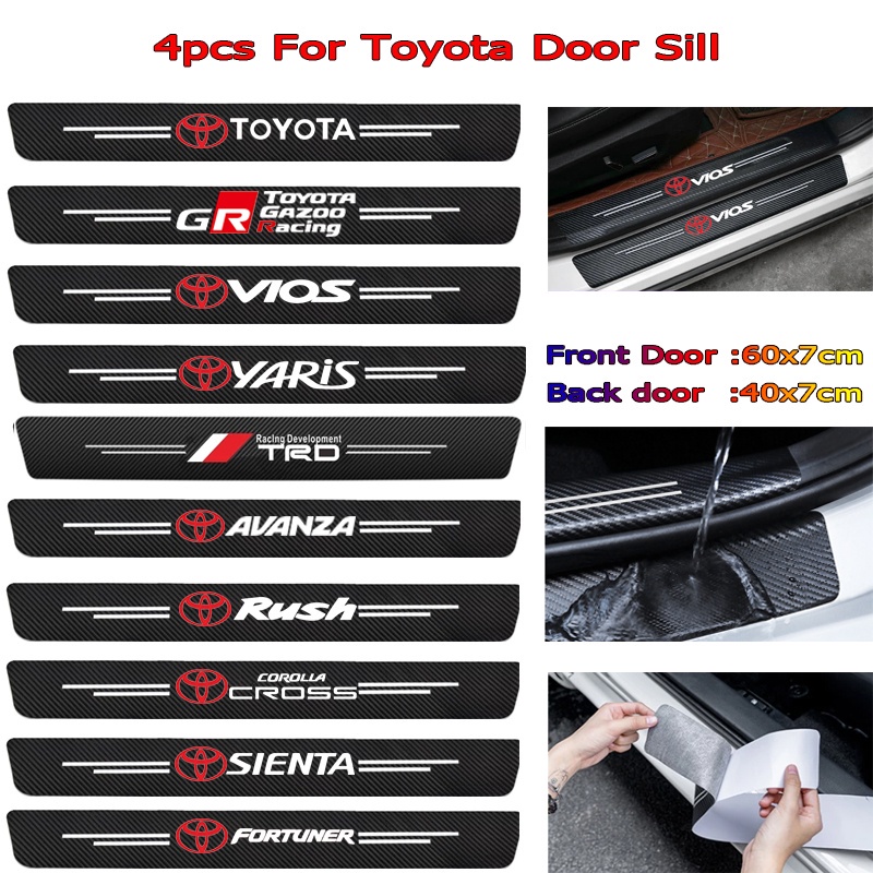 TOYOTA Miếng Dán Da Sợi Carbon Dày Dặn Chống Trầy Cho Cửa Xe Hơi Vios Yaris Avanza Wish Rush Corolla Cross Hilux TRD GR Gazoo Racing GR Sport