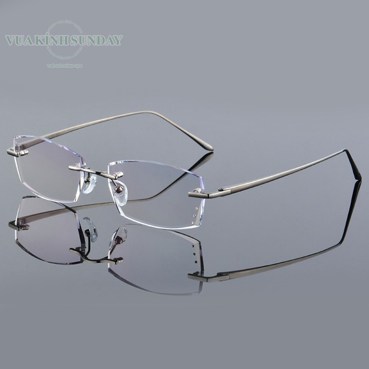 Gọng khoan không viền titanium đính đá TTD03