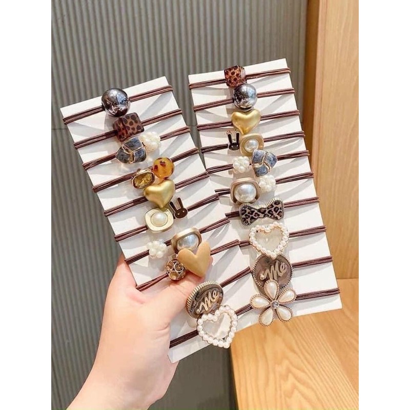Set 10 chun buộc tóc nữ đính đá sang chảnh