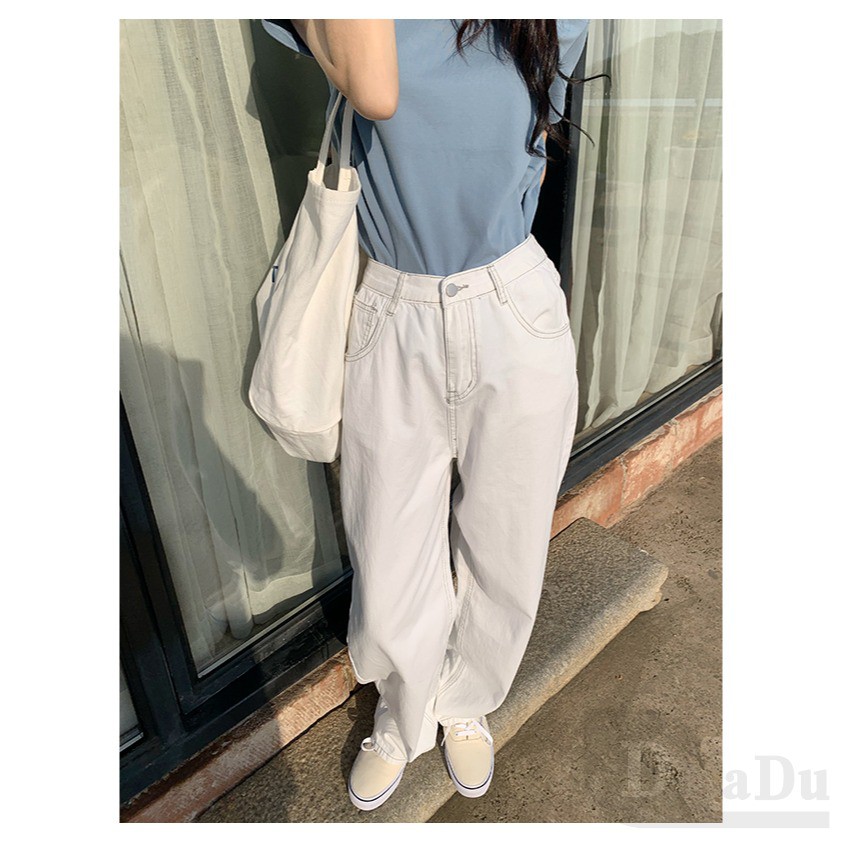 Ảnh Quần jean dài daduhey PALAZZO lưng cao ống rộng phong cách Hàn Quốc thời trang 2