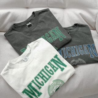 Áo Thun Tay Lỡ Travel In Chữ Michigan Form Rộng Phong Cách Vintage Hàn Quốc