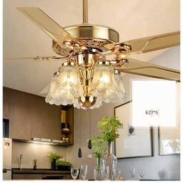 Quạt trần đèn,Quạt trần cánh thép 5 bóng trang trí phòng khách đẹp có remote từ xa tặng kèm bóng Led tiết kiệm điện