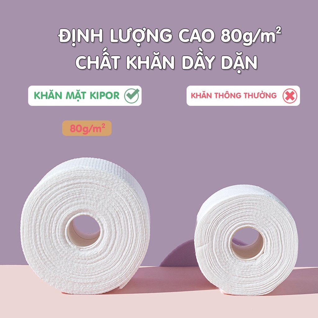 Ảnh Khăn mặt khô đa năng Kipor dùng 1 lần lau khô, lau ướt - Kích thước 20x20 - Cuộn 60 khăn - Hàng chính hãng 3