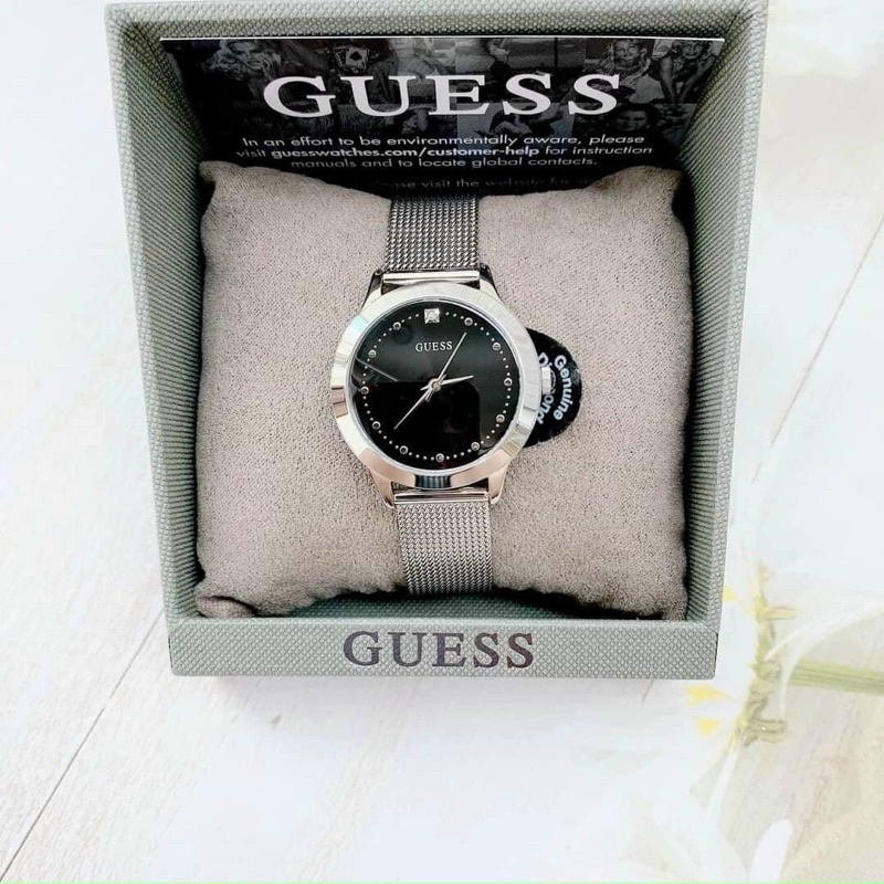 Auth ng H N Guess U1197L1 Diamond Black 30mm Thanh L ch Trang Tr ng