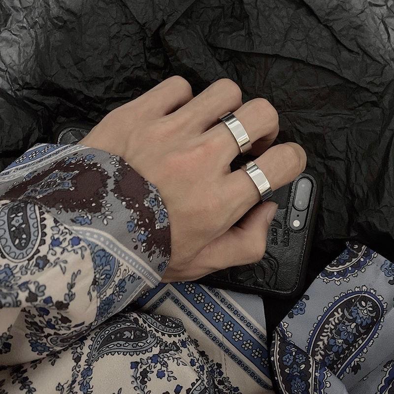 Nhẫn Tròn Unisex Thời Trang Nam Nữ Titan - Nhẫn Trơn Plain Ring Màu Bạc Không Gỉ - Plain Ring - Horizon