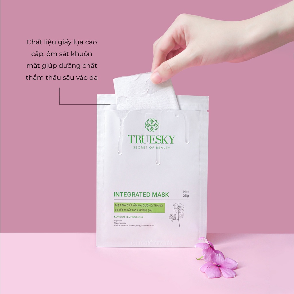 Ảnh Mặt nạ dưỡng trắng da và ngăn ngừa lão hoá Truesky Integrated Mask chiết xuất hoa hồng đá 25g 1