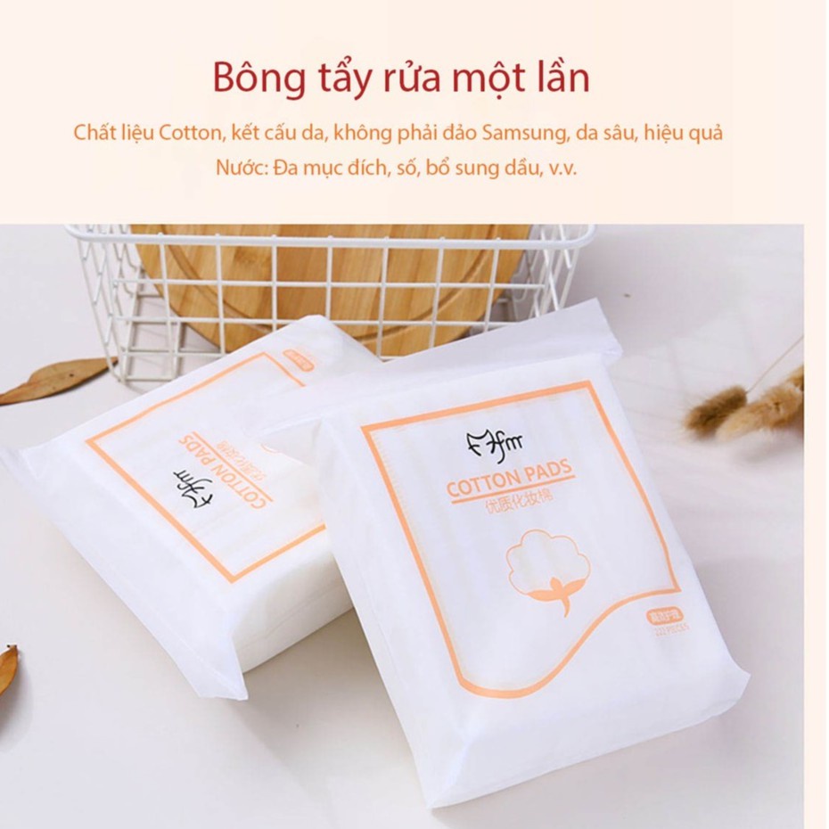 Bông tẩy trang trắng 3 lớp Cotton Pads cao cấp [ Bịch 222 Miếng ]