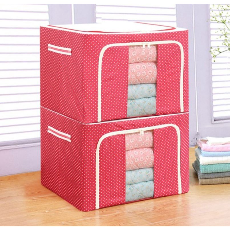 Ảnh Combo 32 Hộp Vải Khung Thép Gấp Gọn 66 Lít 50*40*33cm Đựng Chăn Màn Túi Vải Khung Sắt Đựng Quần Áo Tiện Lợi Có Khóa Kéo 4