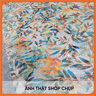 Decal Dán Kính 3D Mẫu Lá T018 Nhiều Màu Khổ 90x100cm dán trang trí cửa sổ kính nhà chống nắng