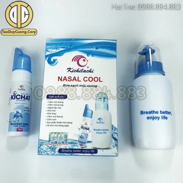 Combo Bình rửa mũi NASAL COOL KM 6 gói muối và 1 bình xịt mũi, Gói muối rửa mũi viêm xoang