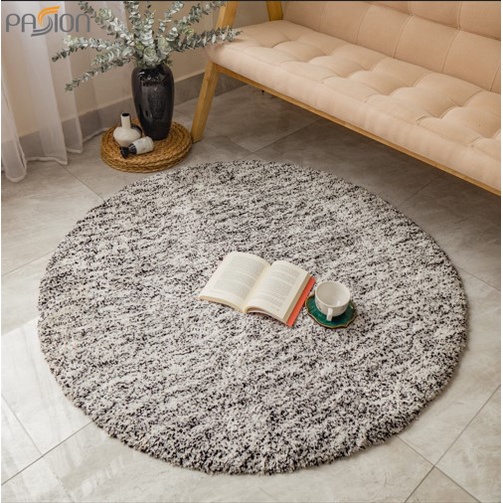 Thảm Lông Tròn Sợi Ngắn Tone Trơn Phối Màu Cao Cấp Phong Cách Bắc Âu