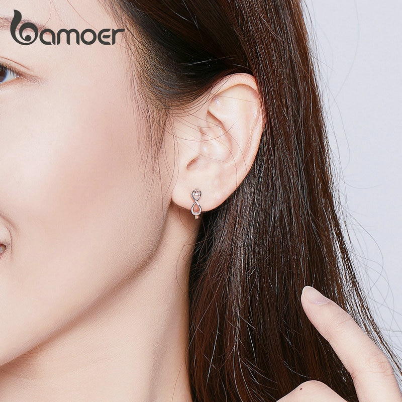 Bamoer Bông Tai bạc 925 Kiểu Dáng Hình Học Thời Trang sce743