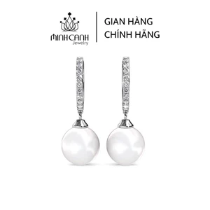 Bông Tai Bấm Đính Đá Treo Hột Trai - Minh Canh Jewelry