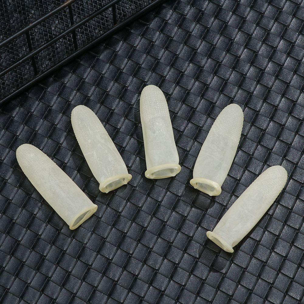 BAMBOOB 100 Chiếc Ngón Tay Trắng Cots Phụ Kiện Vệ Sinh Đầu Ngón Tay Bảo Vệ Cao Su Tự Nhiên Găng Tay Bảo Vệ