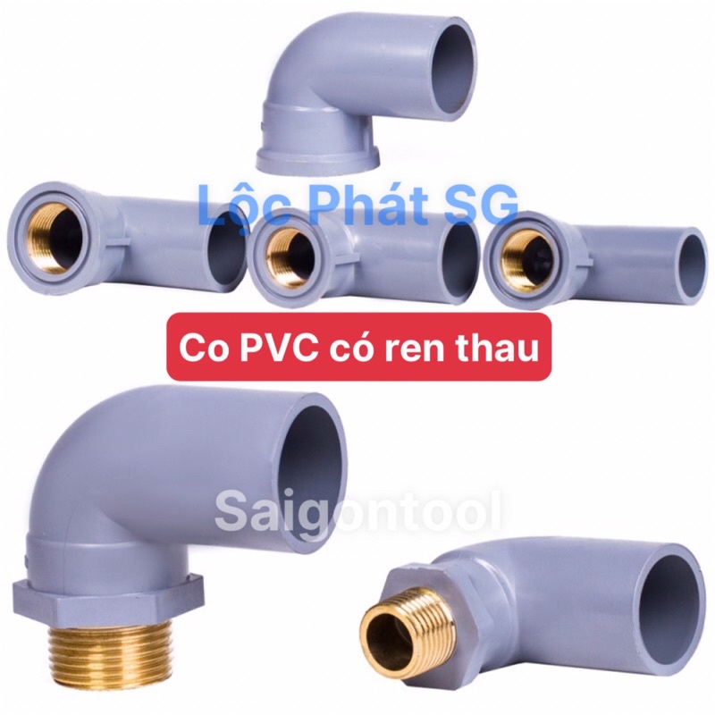 Cút, Co góc ren trong (bằng thau), răng ngoài thau PVC 21, 27, 34, phụ ...