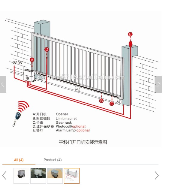 Mô tơ cổng lùa cổng tự động sliding gate A2204 500kg chưa bao gồm ray trượt