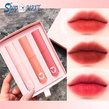 ⚡Nội Địa Trung⚡ Son kem lì HERORANGE set 3 son trái tim mềm mịn môi