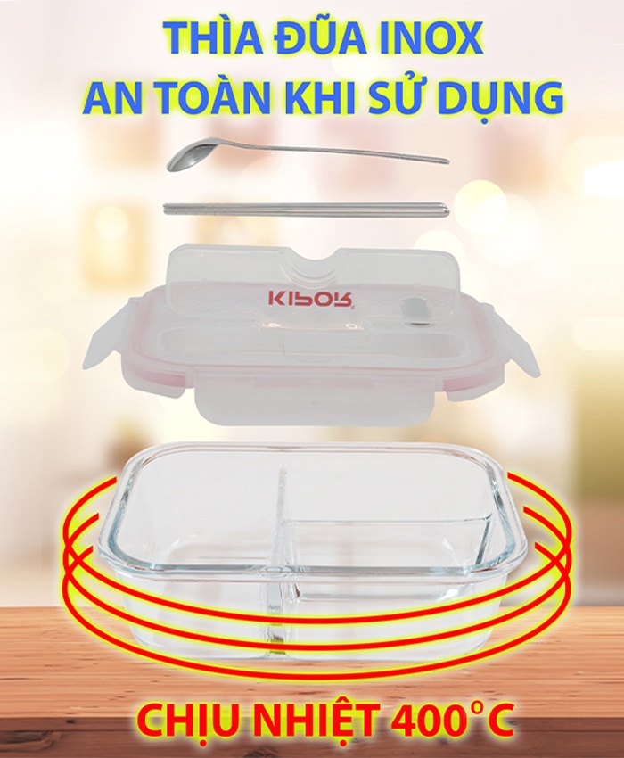 Mô tả Hộp cơm văn phòng KIPOR KP-HC01 - Thuỷ tinh cao cấp dùng được trong lò vi sóng - Chống tràn, tiện lợi - Hàng chính hãng - 3