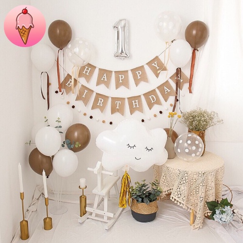 Set 30 bóng tròn nâu tây trang trí sự kiện, sinh nhật - Kem Shop K110