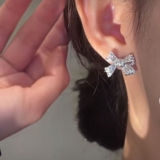Bông Tai Đính Đá Hình Nơ Phong Cách Thời Trang Hàn Quốc