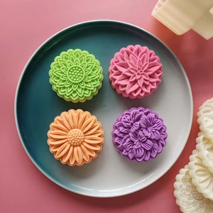 Cc Áp Lực Tay Fondant Bánh Trung Thu Khuôn Nhựa Bấm Cookie Cắt Dụng Cụ Nướng Bánh