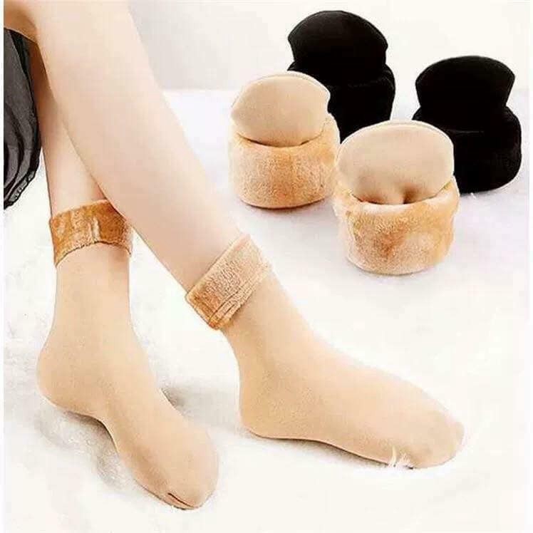 Tất vớ lót lông freesize nam nữ giữ nhiệt 2 màu da đen siêu ấm