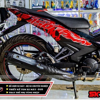 Gía sốc tem trùm xe exciter 150 đen đỏ lion  độ thiết kế team dán phủ decal xe máy giá rẻ đẹp