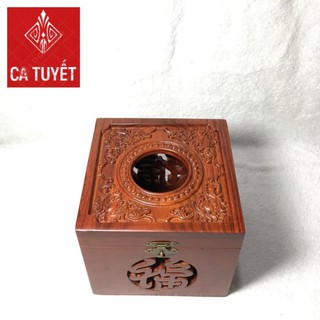 HỘP ĐỰNG GIẤY ĂN Khổ Vuông Mặt Chạm Cao Cấp GỖ HƯƠNG