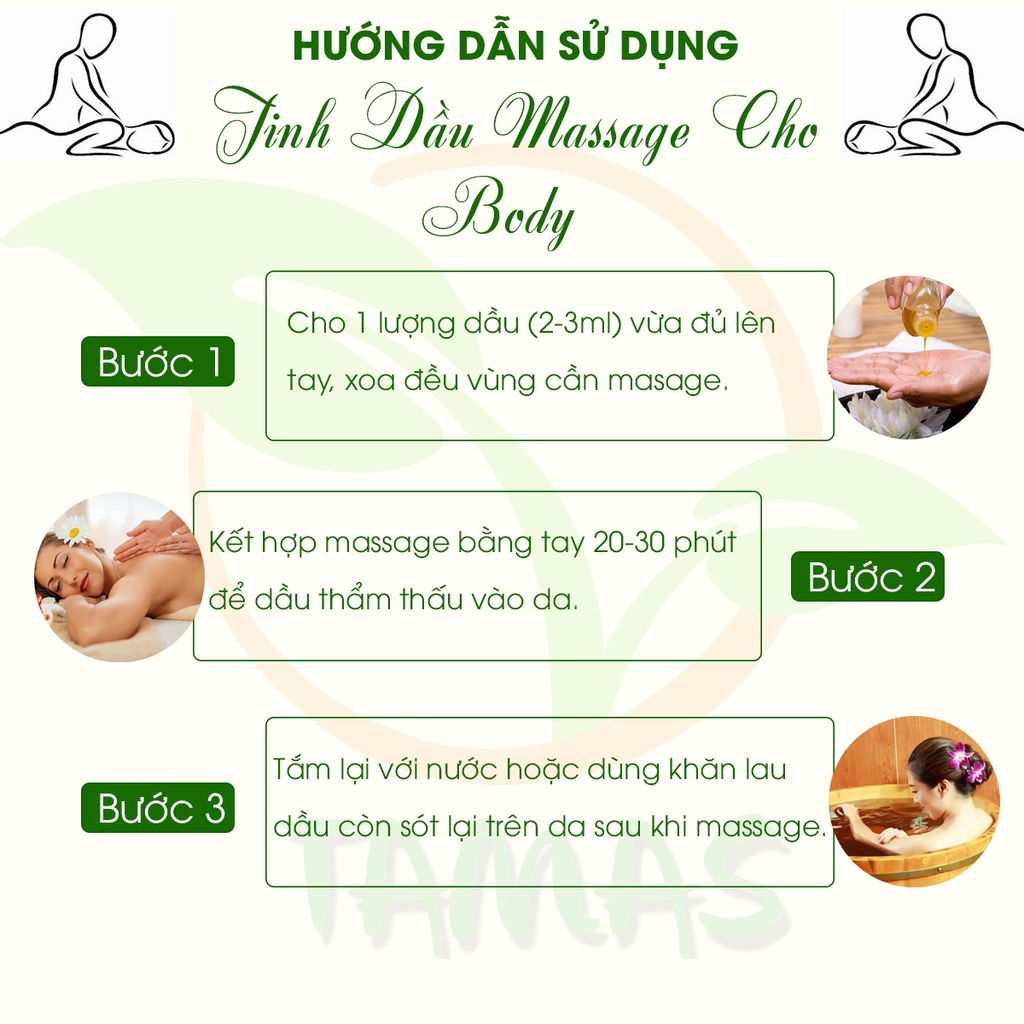 Ảnh Tinh dầu Massage dưỡng ẩm trắng da TAMAS, chai 30ml thành phần từ thiên nhiên, an toàn cho da, không hóa chất độc hại,.. 3