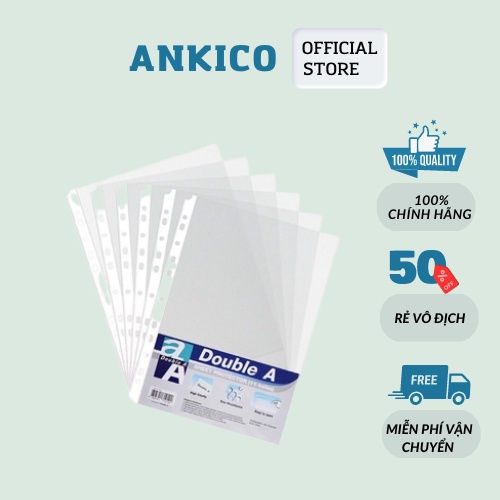 Bìa lá Double A A4 bìa đục lỗ đựng giấy tờ hóa đơn tệp 10 lá ANKICO ...
