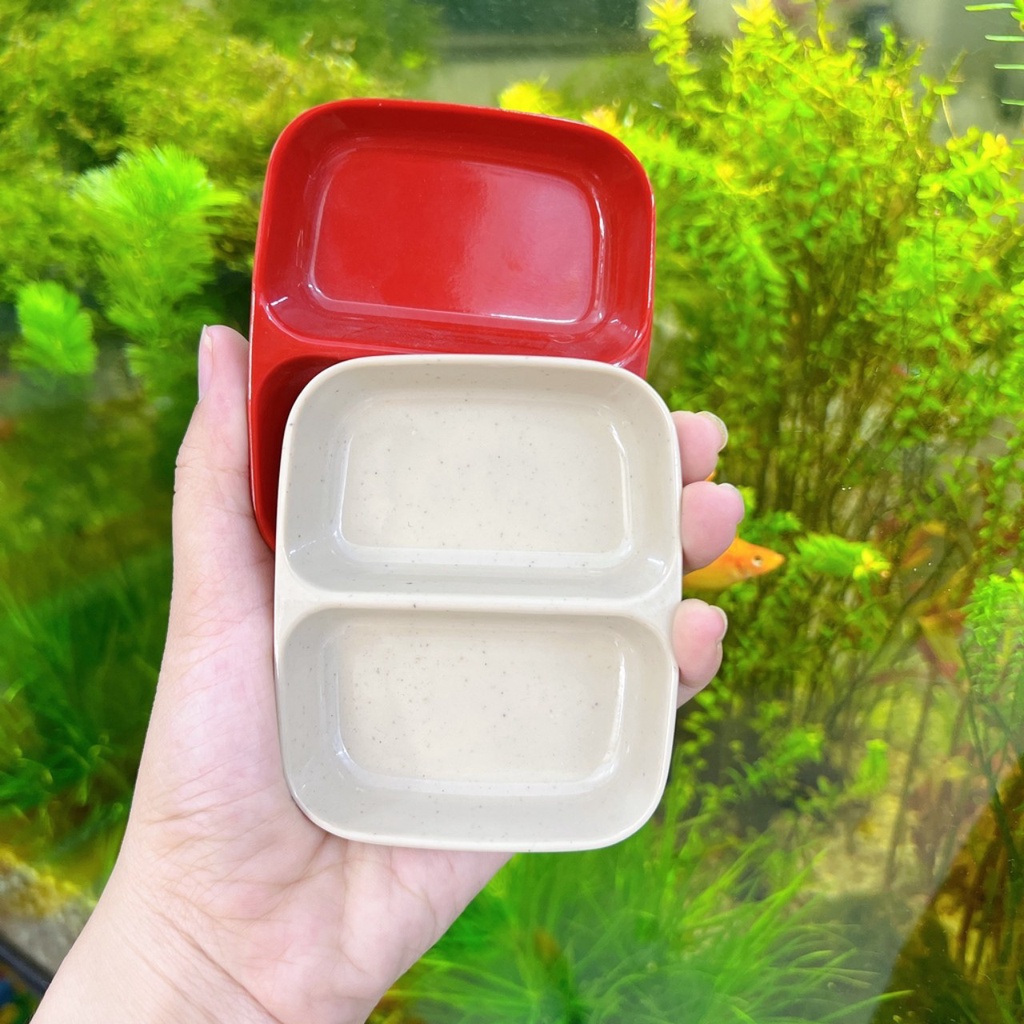 combo10 Chén Đựng Nước Chấm 2 Ngăn Nhựa Melamine FATACO Cao Cấp 2 Màu