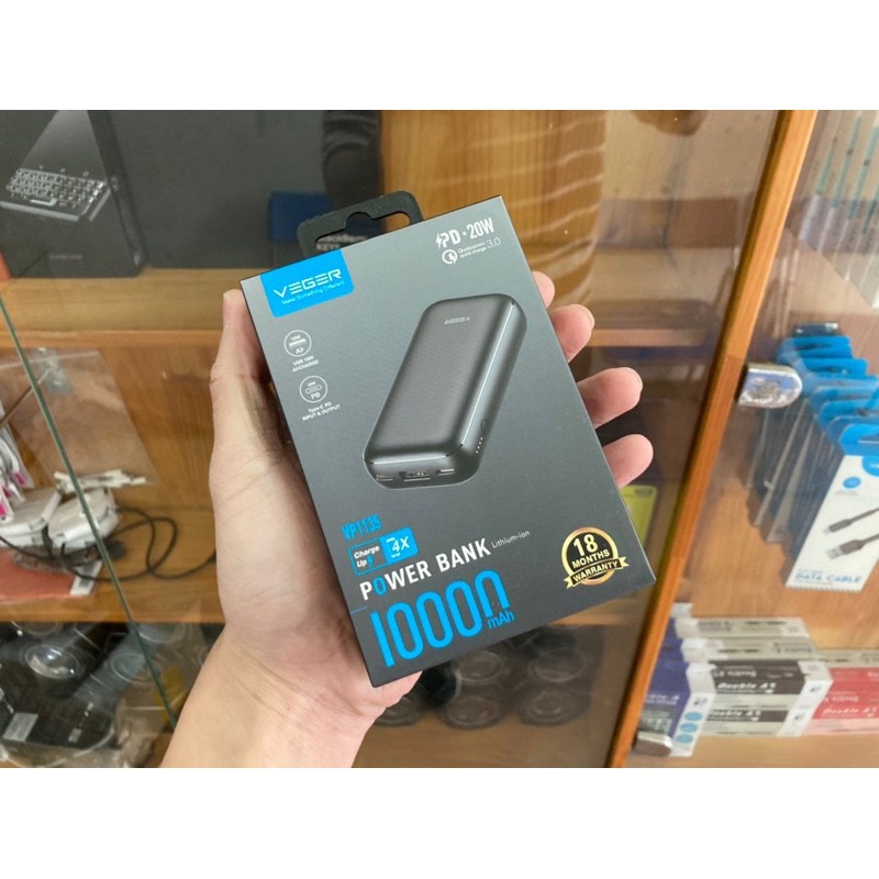Pin sạc dự phòng chính hãng Veger VP1135 hỗ trợ sạc nhanh | Shopee Việt Nam