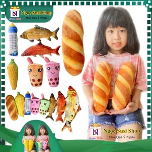 GẤU BÔNG GỐI ÔM BÌNH SỮA ,TRÀ SỮA , BÁNH MÌ , CÁ CHÉP 3D SIZE NHÍ SIÊU MỊN - THÚ BÔNG CHO BÉ